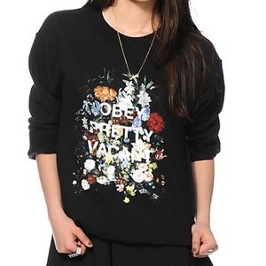 Chunky crewneck sweater with floral print